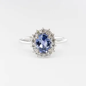 100 Ways' Oval Sapphire and Halo Diamond Ring | 1.62ct, 0.38ctw | SZ 6.75 |