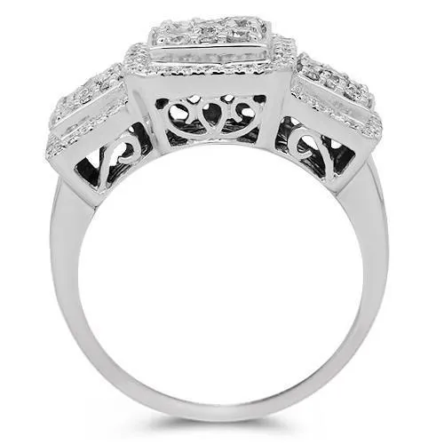 10K Solid White Gold Womens Diamond Ring 1.50 Ctw