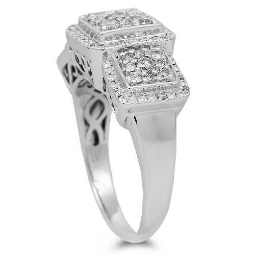 10K Solid White Gold Womens Diamond Ring 1.50 Ctw