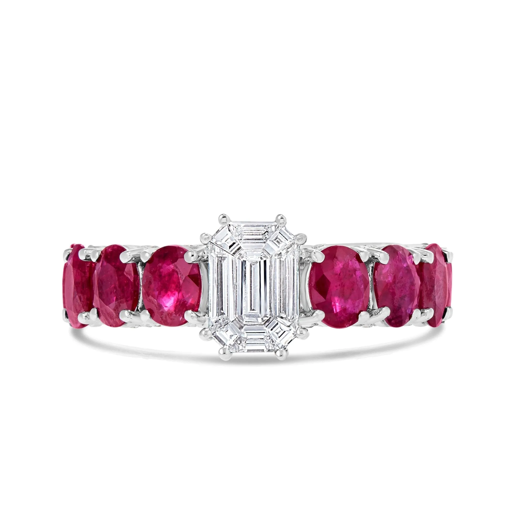 10K White Gold 1.5ct Oval Cut Ruby Eternity Ring