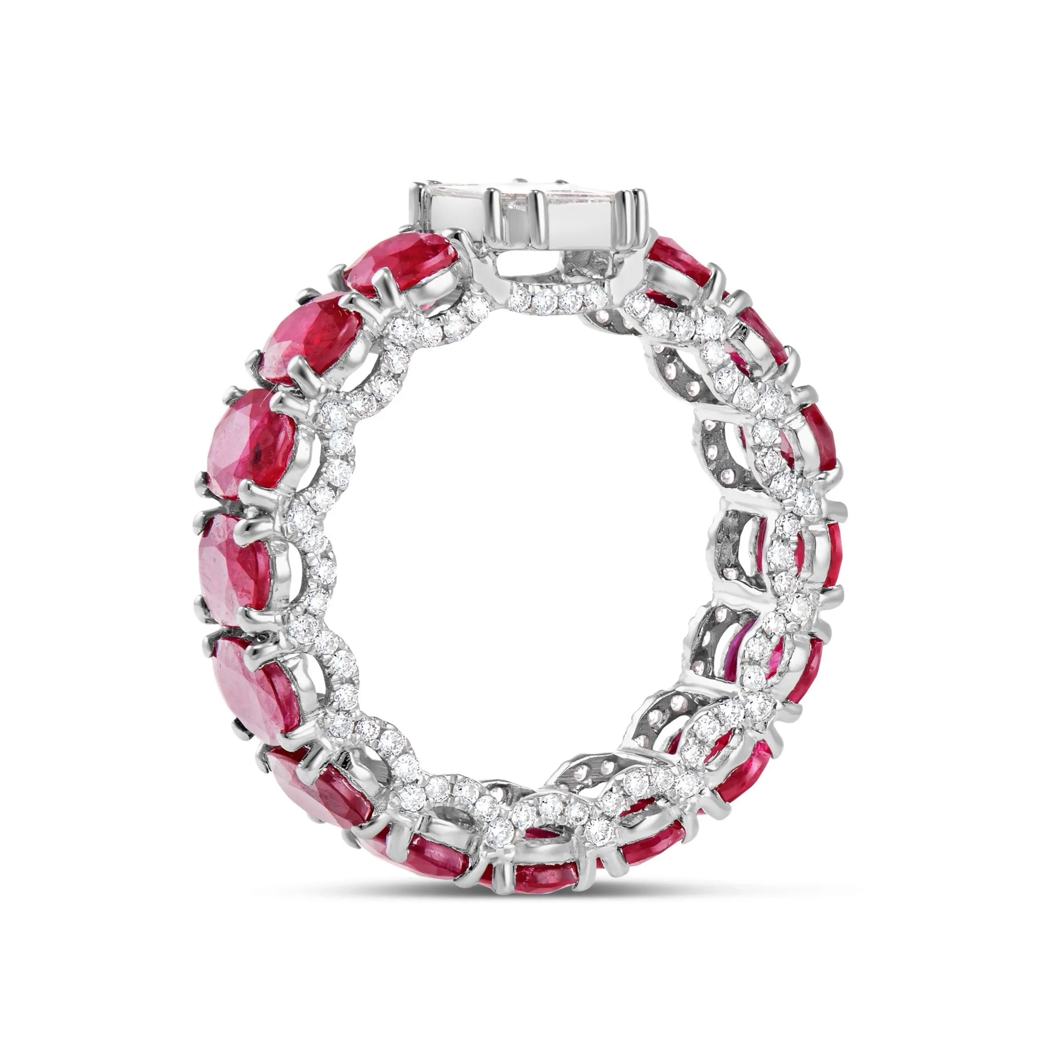 10K White Gold 1.5ct Oval Cut Ruby Eternity Ring