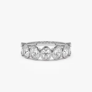 1.45 ctw 14k Bezel Setting Seven Stone Oval Shape Lab Grown Diamond Ring - Avery