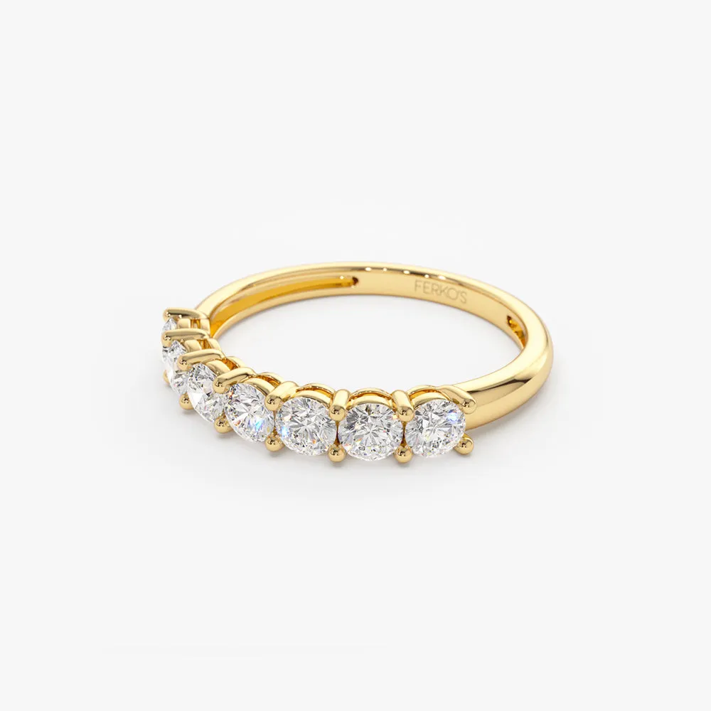 14k 7 Stone Basket Setting Diamond Ring