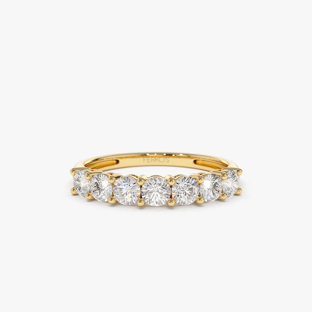 14k 7 Stone Basket Setting Diamond Ring