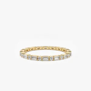 14k Alternating Baguette & Round Diamond Full Eternity Ring