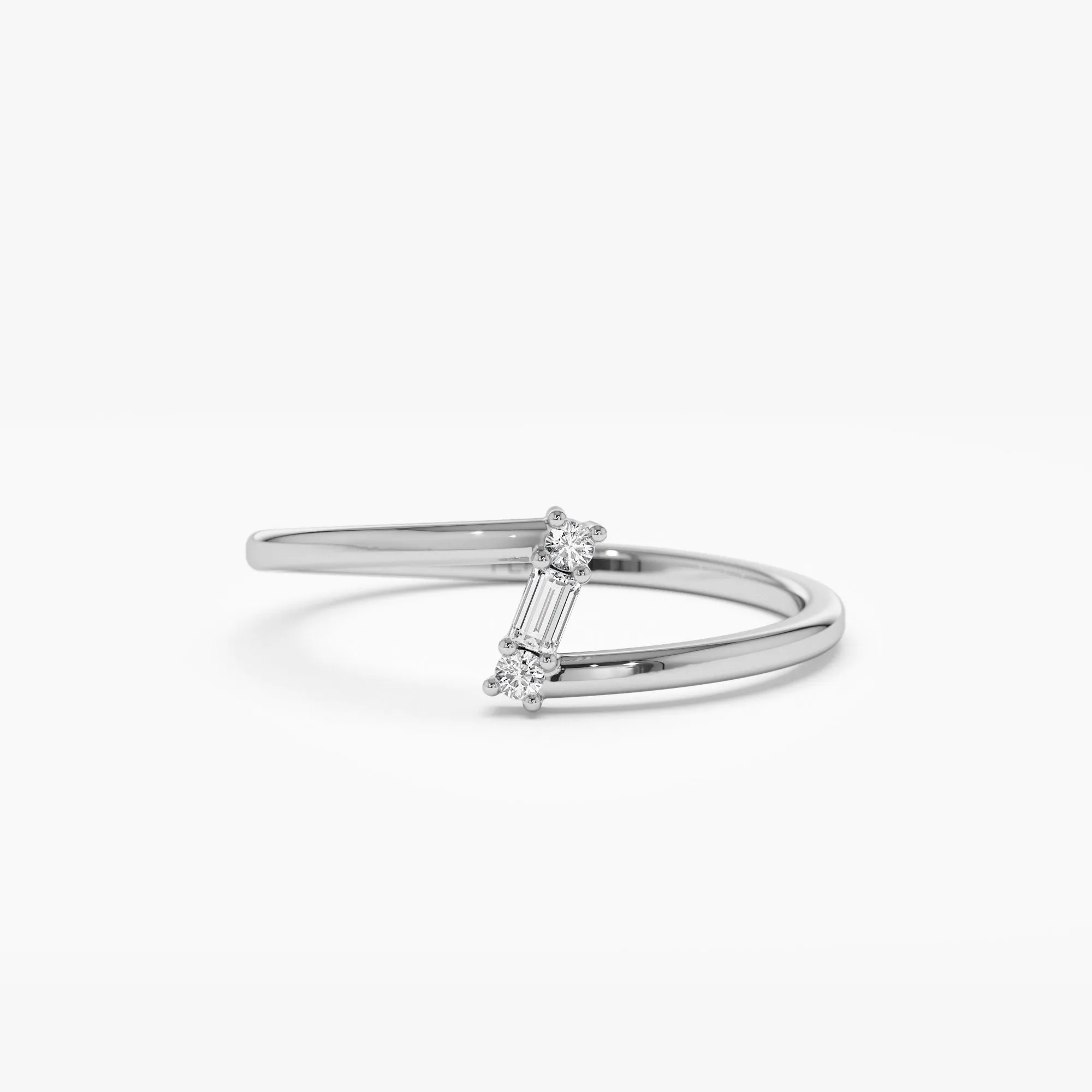 14k Dainty Diagonal Baguette Diamond Ring