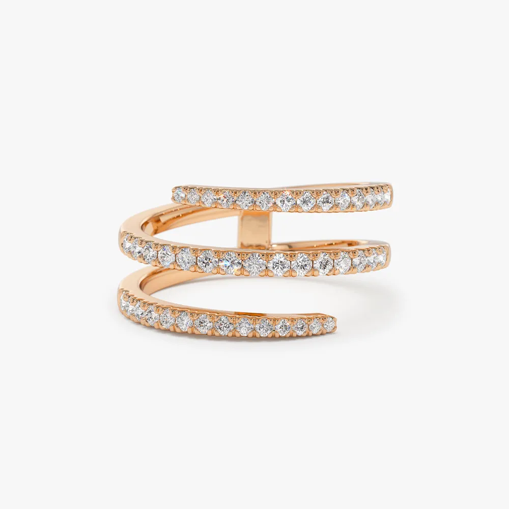 14k Diamond Spiral Ring