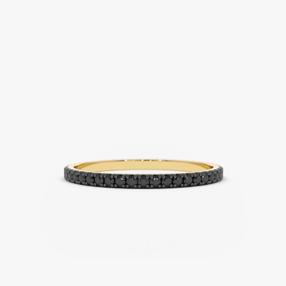 14K Gold Black Diamond Eternity Band