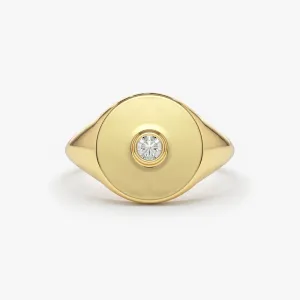 14K Gold Diamond Pinky Signet Ring