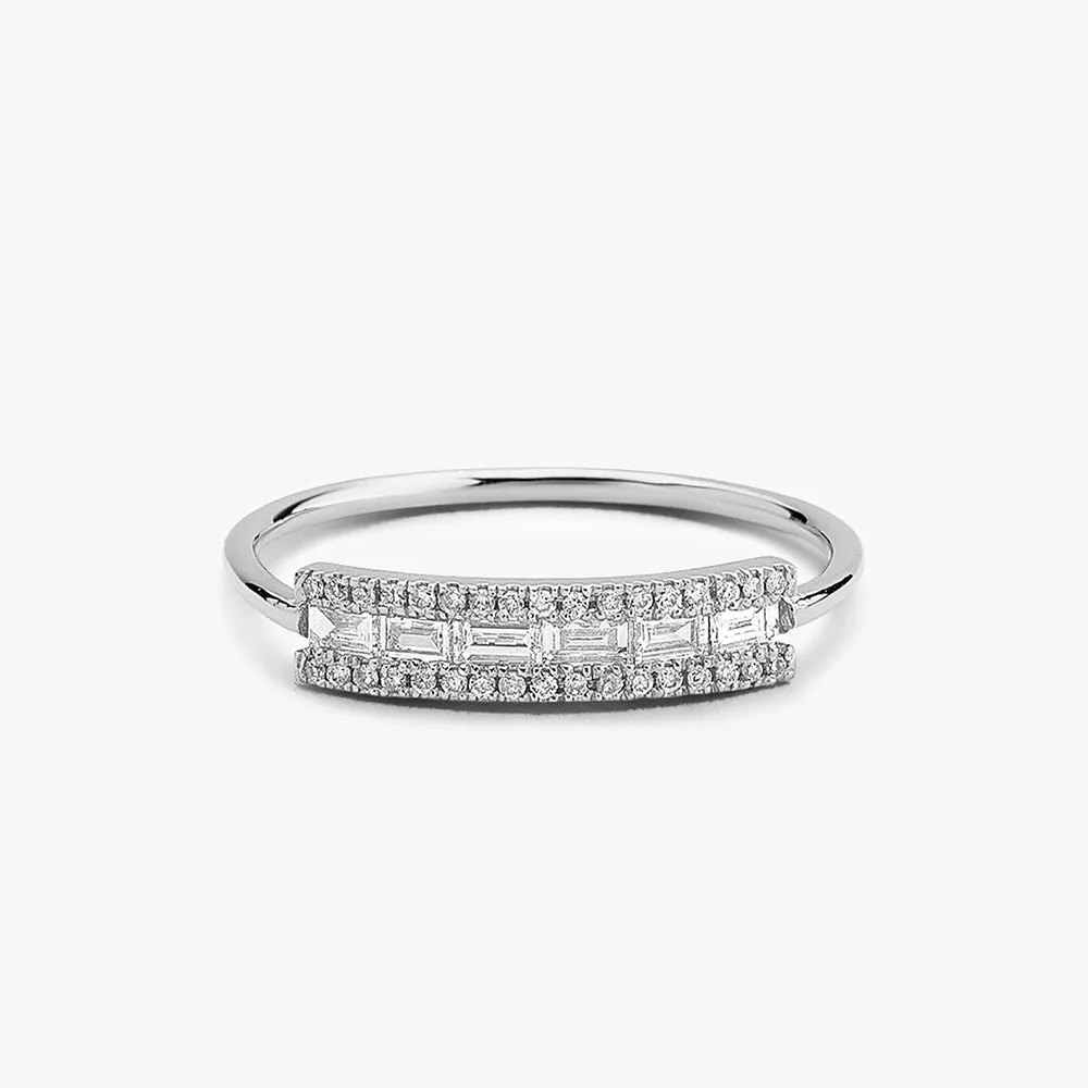 14K Gold Horizontal Baguette Diamond Ring