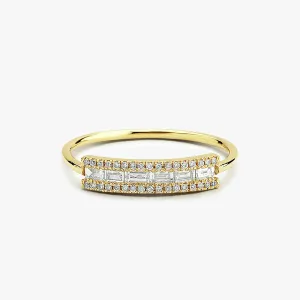 14K Gold Horizontal Baguette Diamond Ring