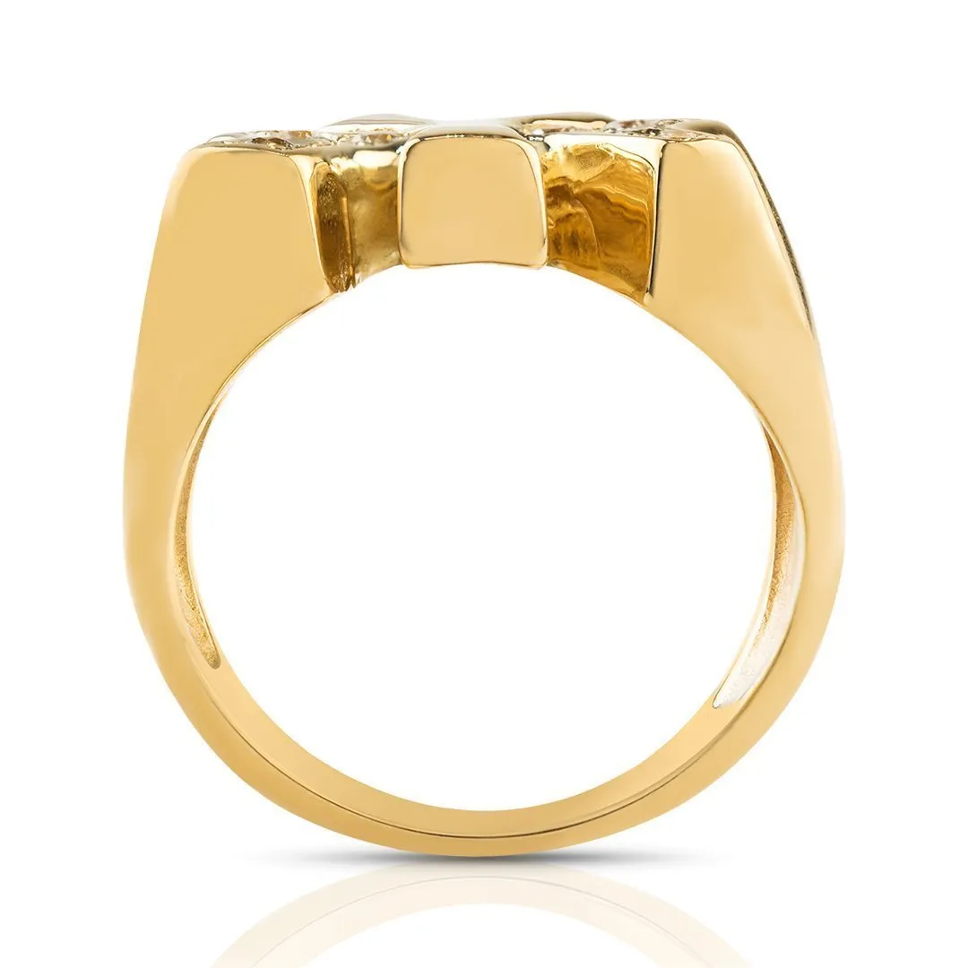 14K Gold Men's Diamond Yankee Ring 0.40 Cwt.