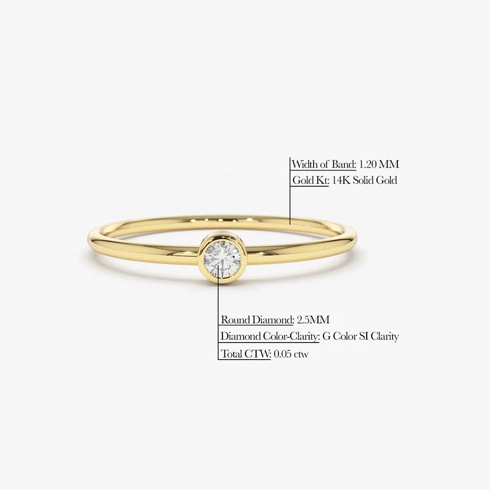 14K Gold Round Solitaire Diamond Ring