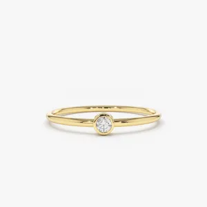 14K Gold Round Solitaire Diamond Ring