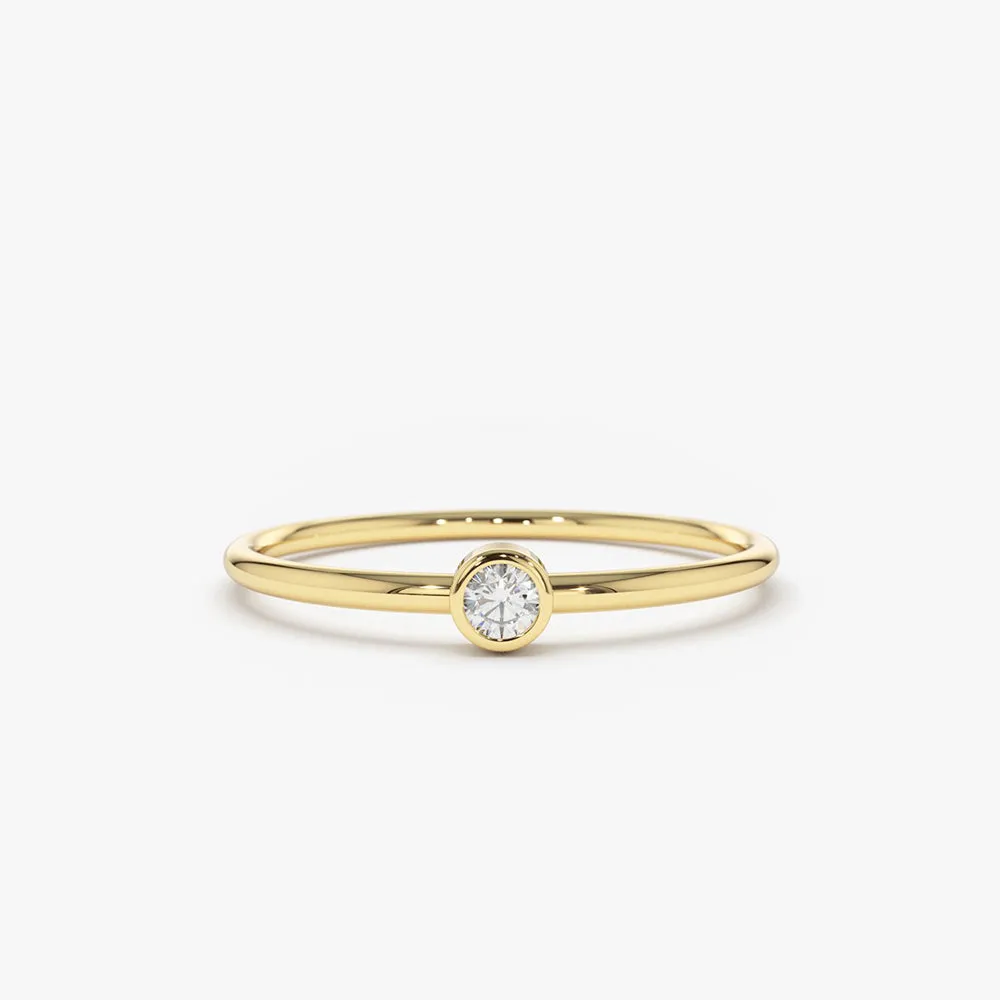 14K Gold Round Solitaire Diamond Ring