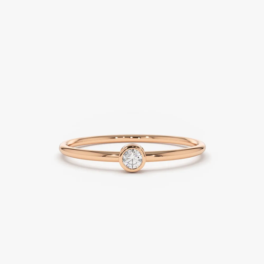 14K Gold Round Solitaire Diamond Ring