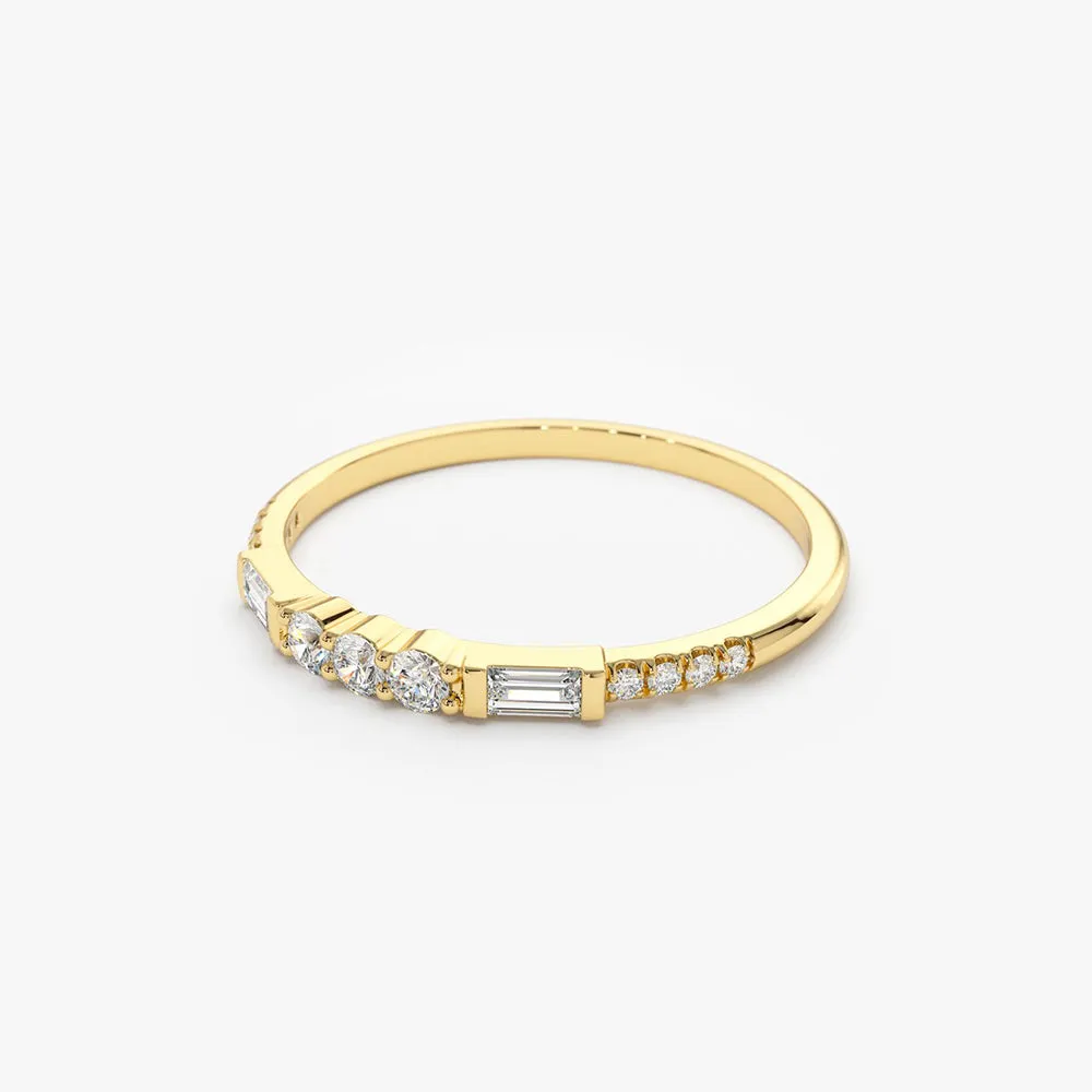 14K Gold Three Diamond Equilibrium Ring