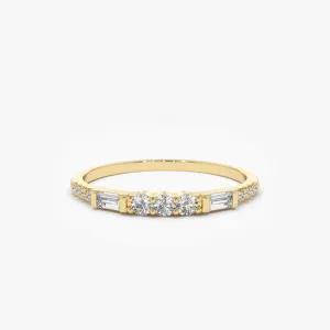 14K Gold Three Diamond Equilibrium Ring