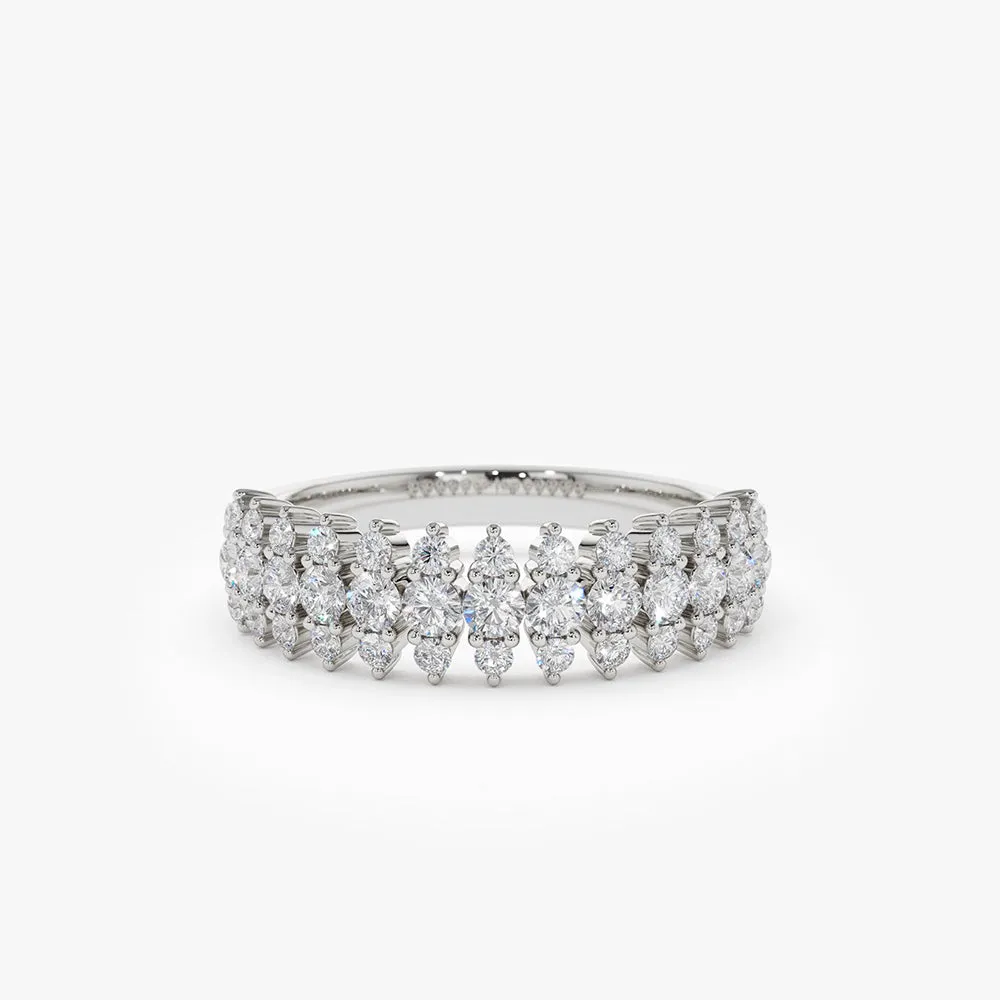 14k Half Eternity Round Diamond Spike Ring