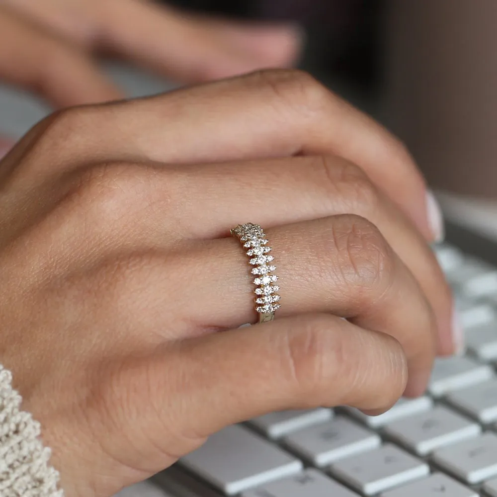 14k Half Eternity Round Diamond Spike Ring