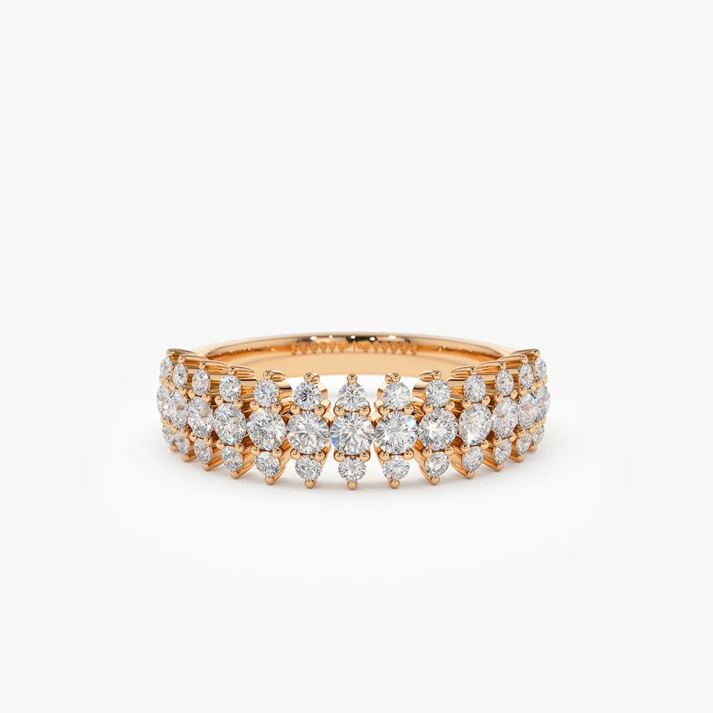 14k Half Eternity Round Diamond Spike Ring