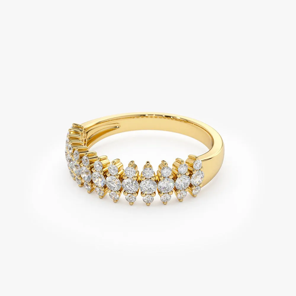 14k Half Eternity Round Diamond Spike Ring