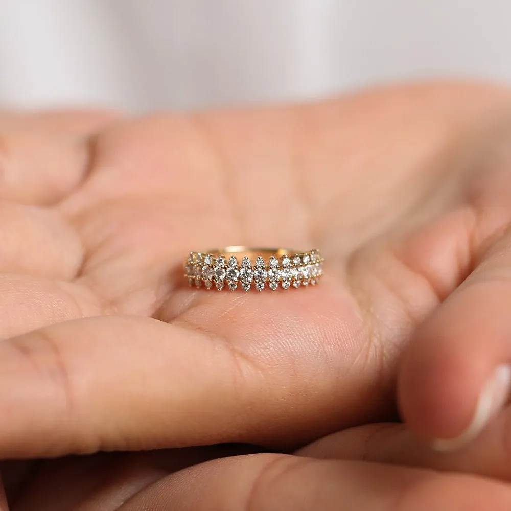 14k Half Eternity Round Diamond Spike Ring