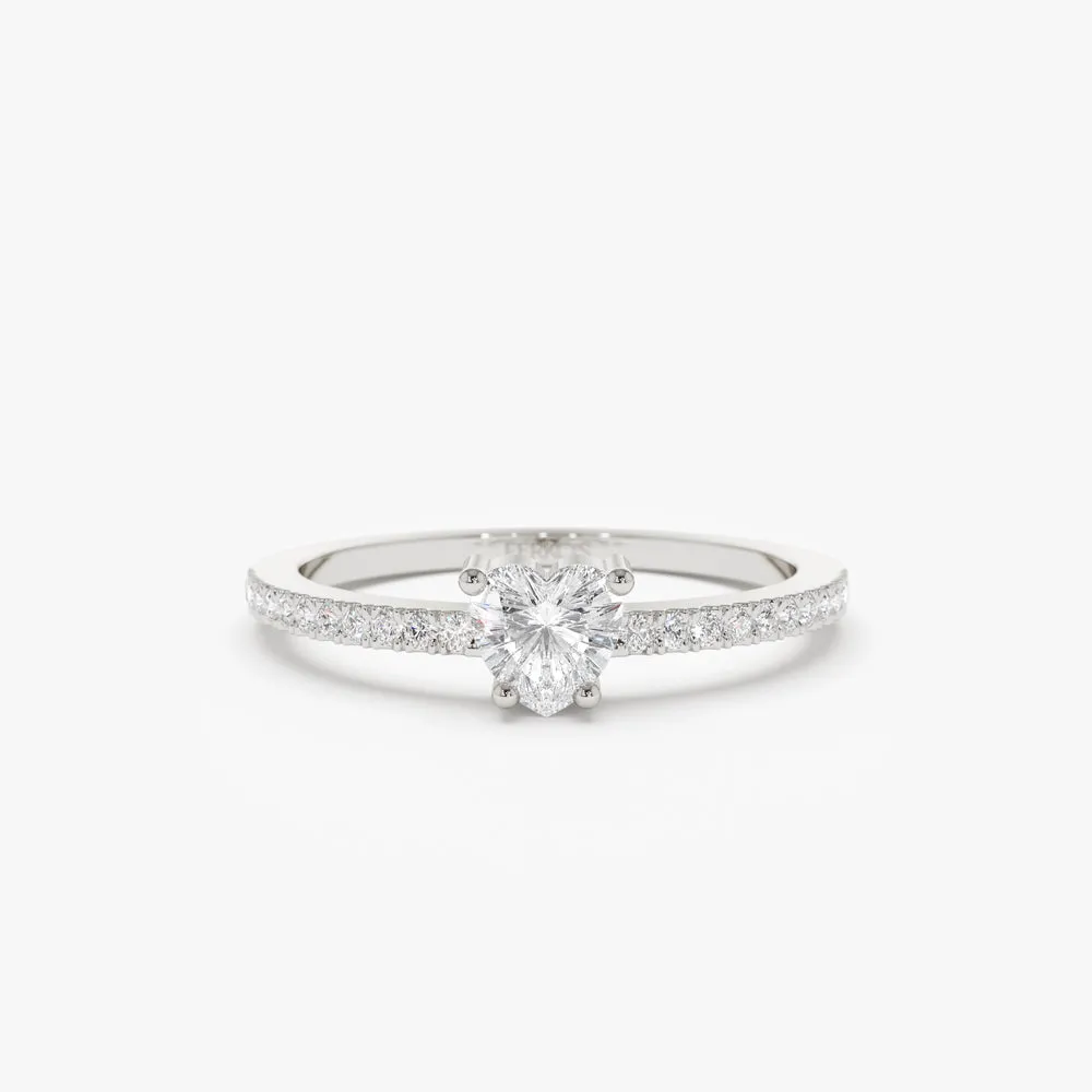 14k Heart-Shaped Diamond Ring