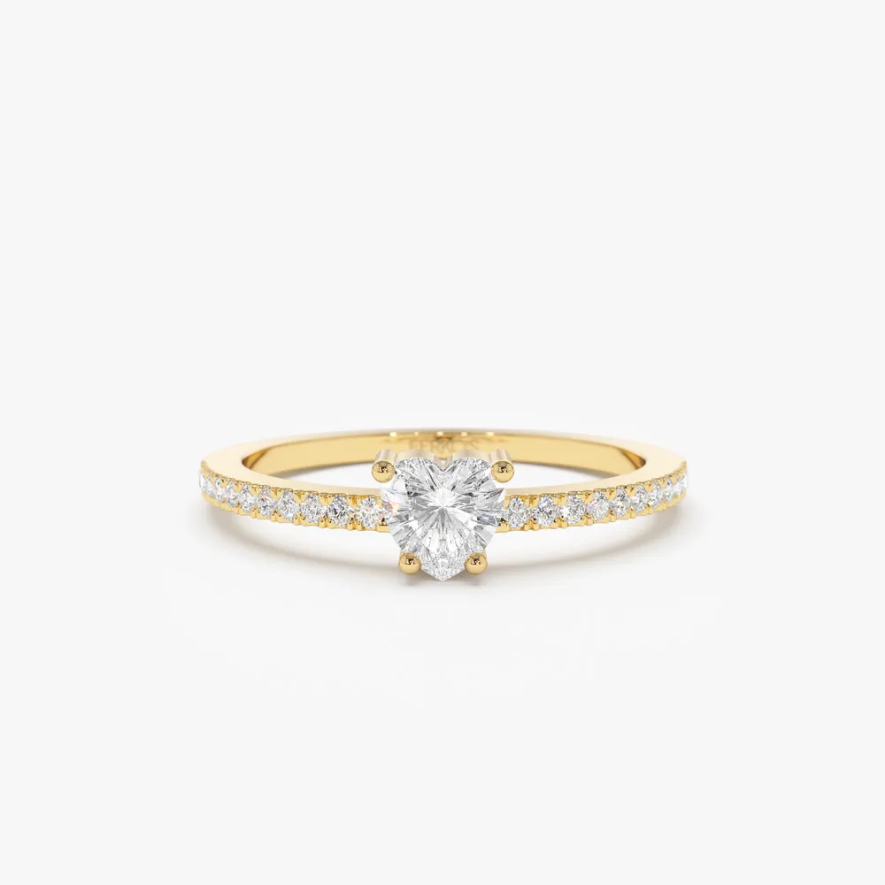 14k Heart-Shaped Diamond Ring