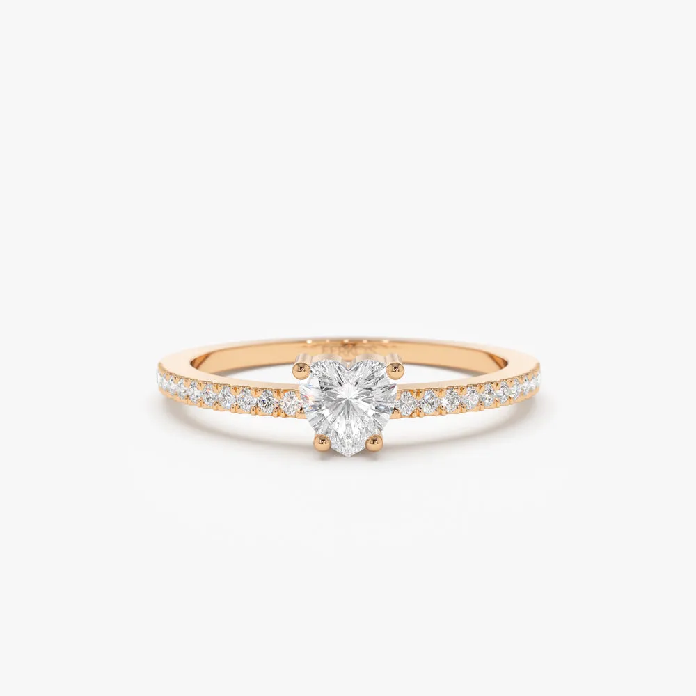 14k Heart-Shaped Diamond Ring