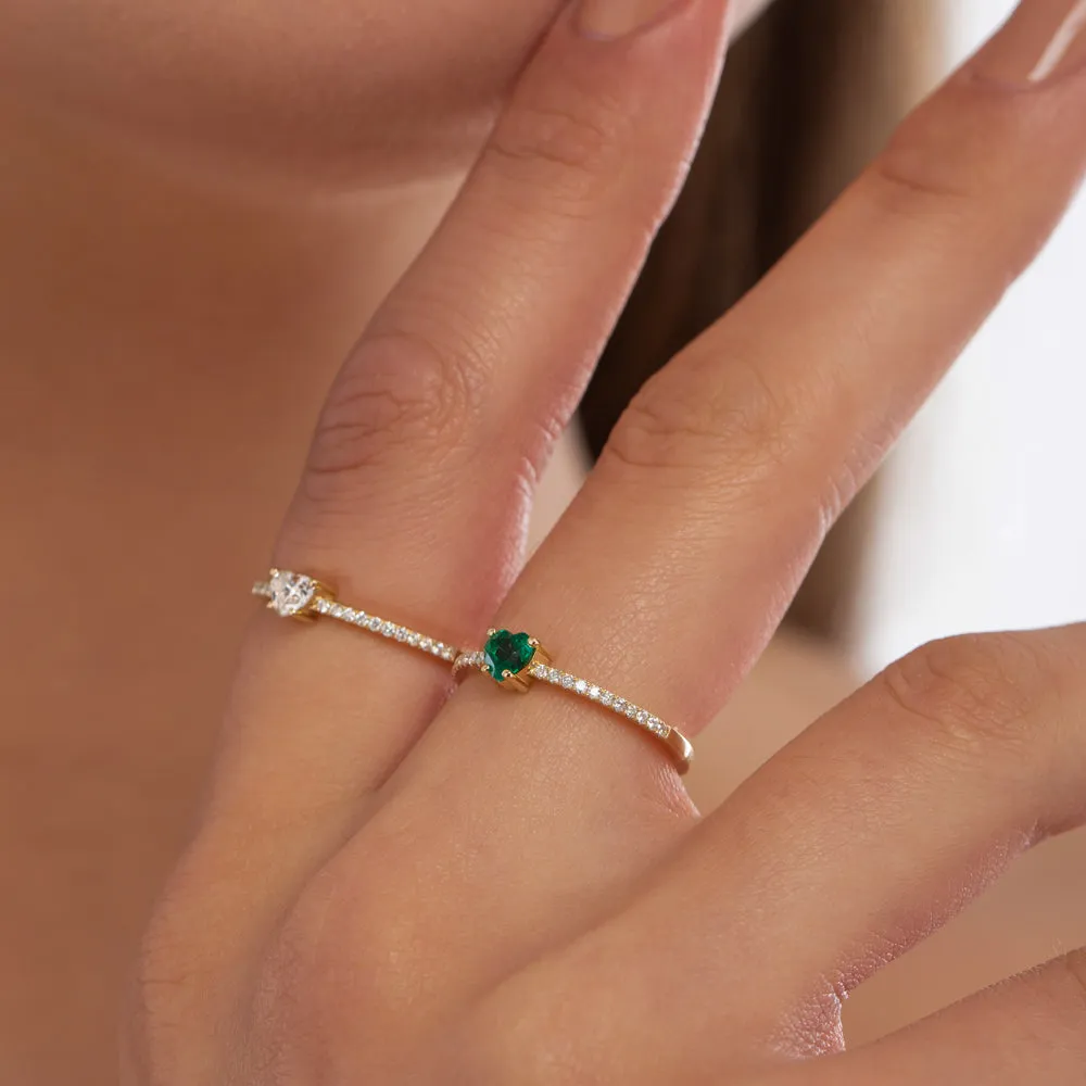 14k Heart-Shaped Diamond Ring