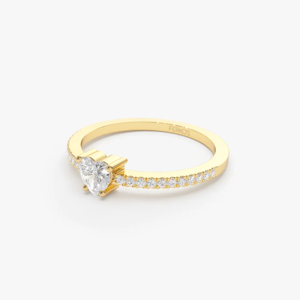 14k Heart-Shaped Diamond Ring