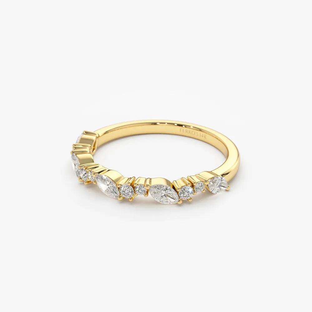 14k Marquise Cluster Stackable Wedding Ring