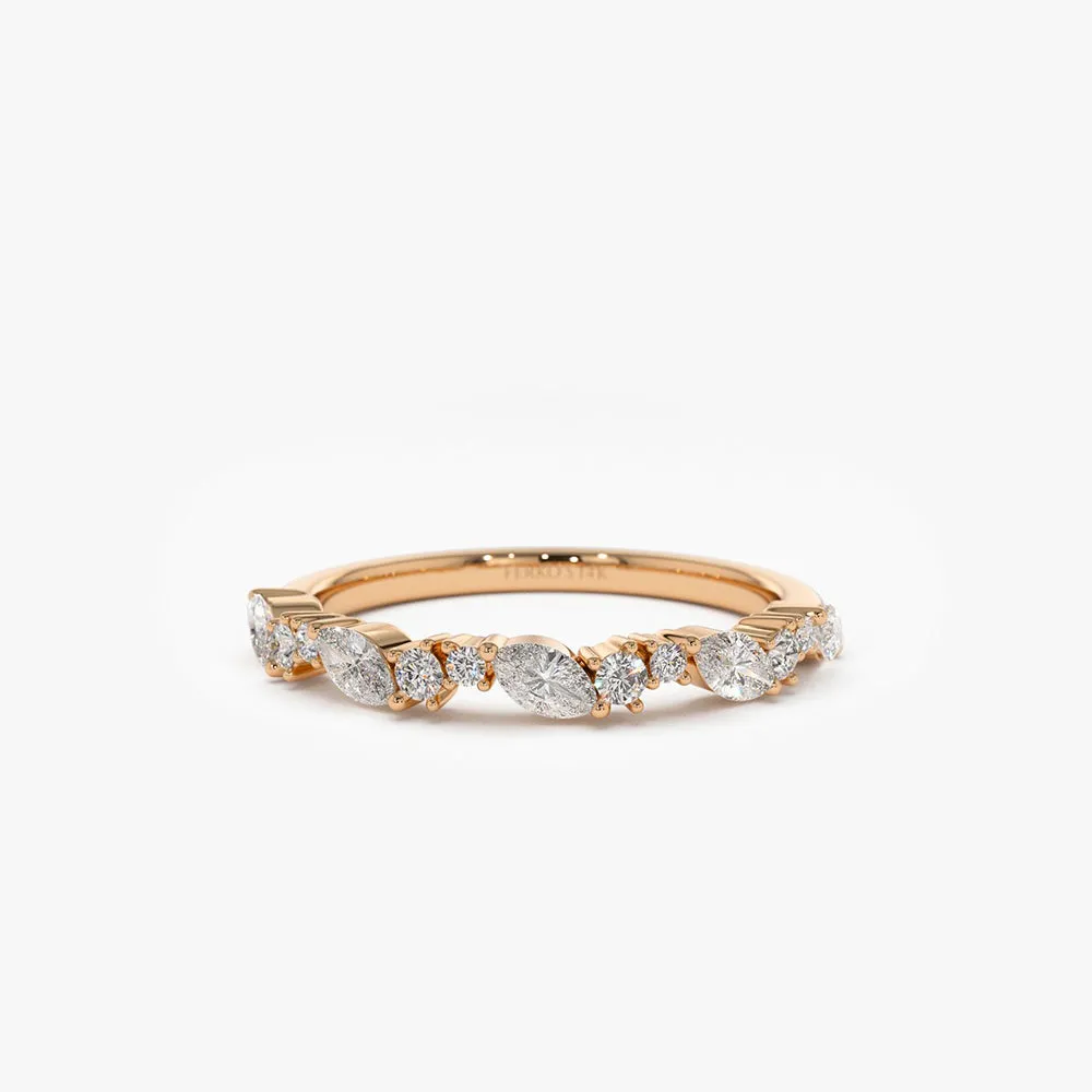 14k Marquise Cluster Stackable Wedding Ring