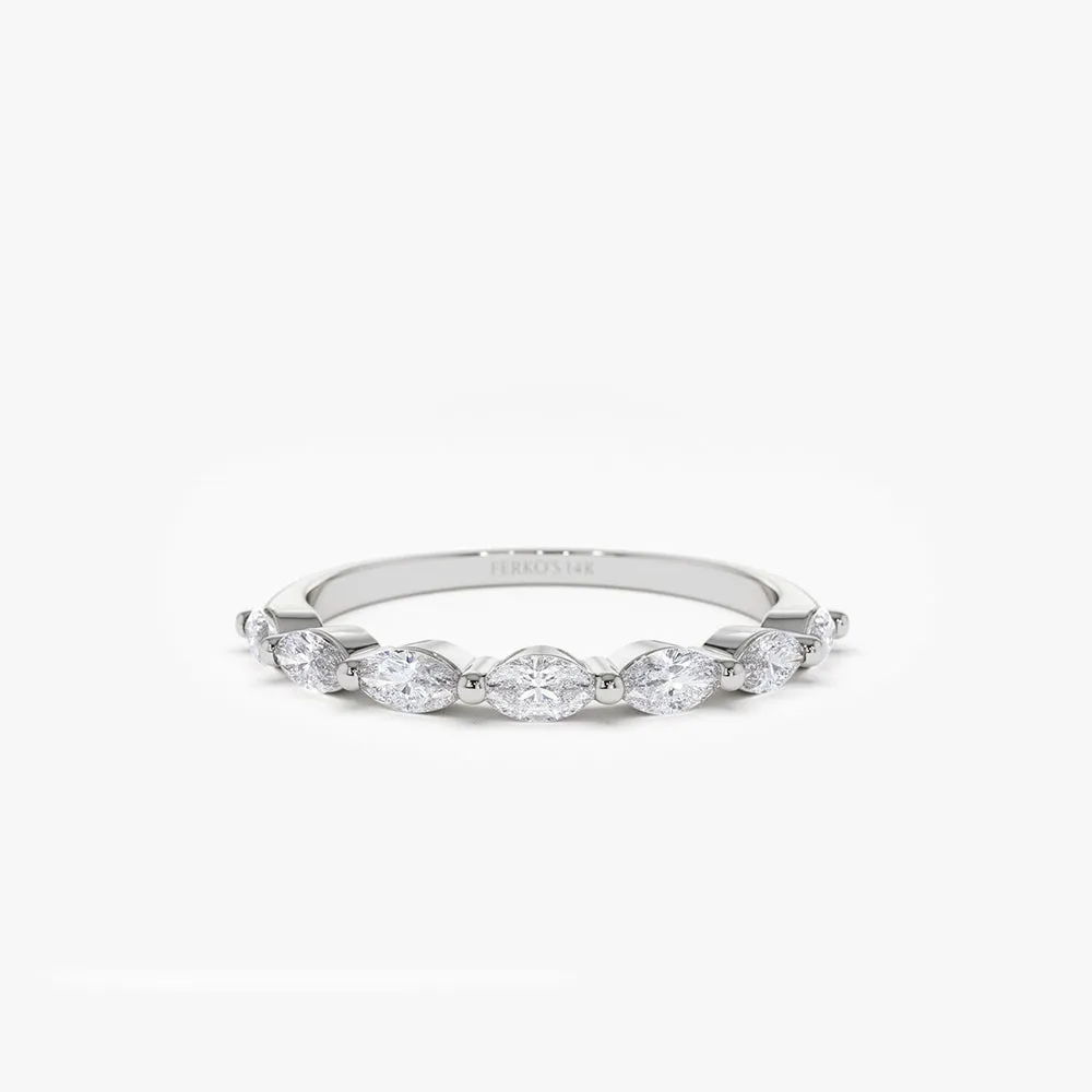 14k Marquise Cut Diamond Anniversary Band