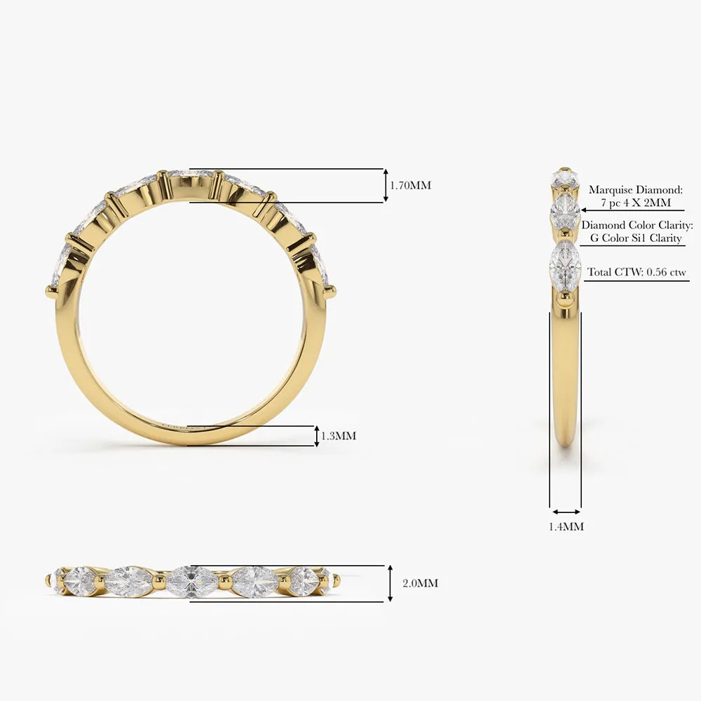 14k Marquise Cut Diamond Anniversary Band