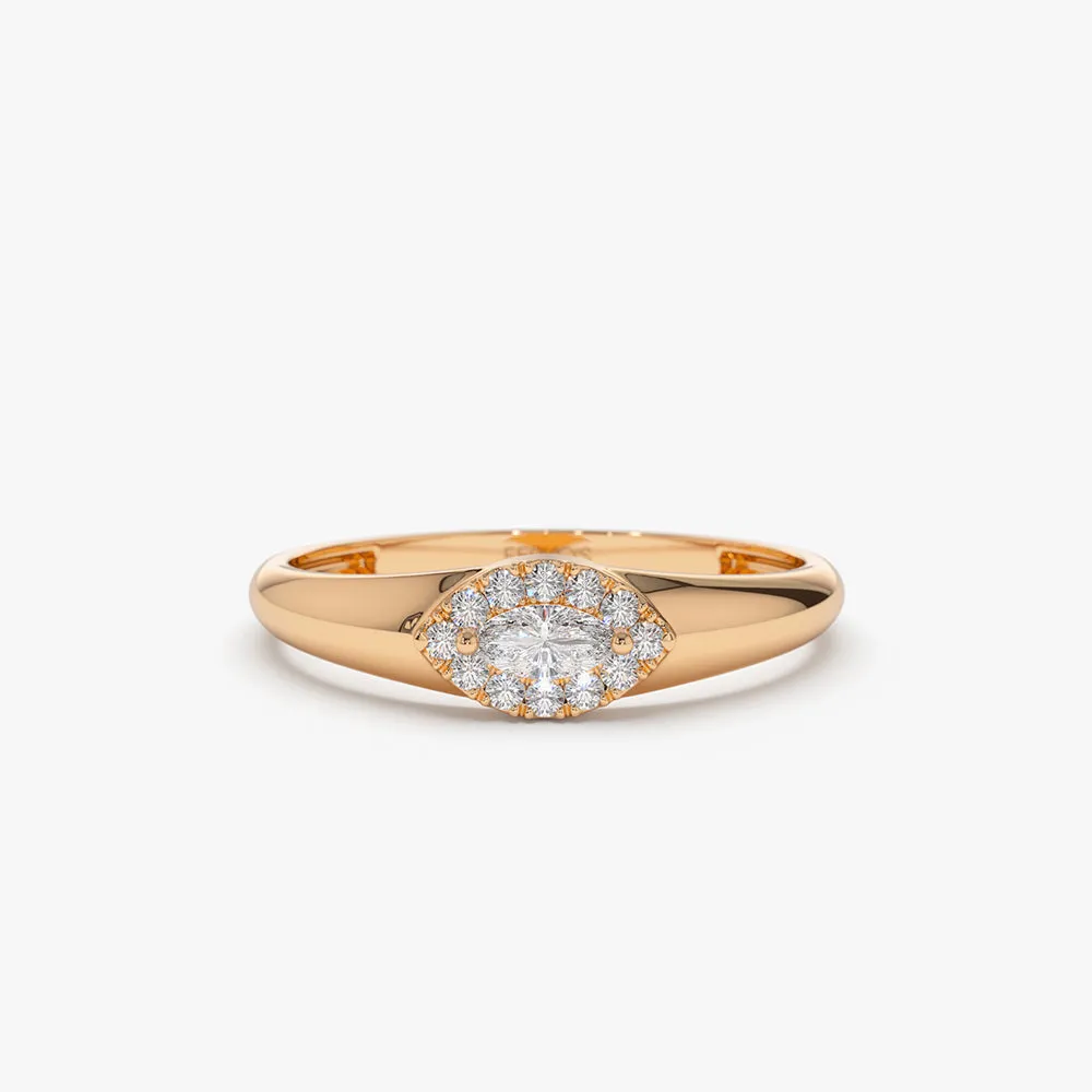 14K Marquise Diamond in Halo Setting Ring