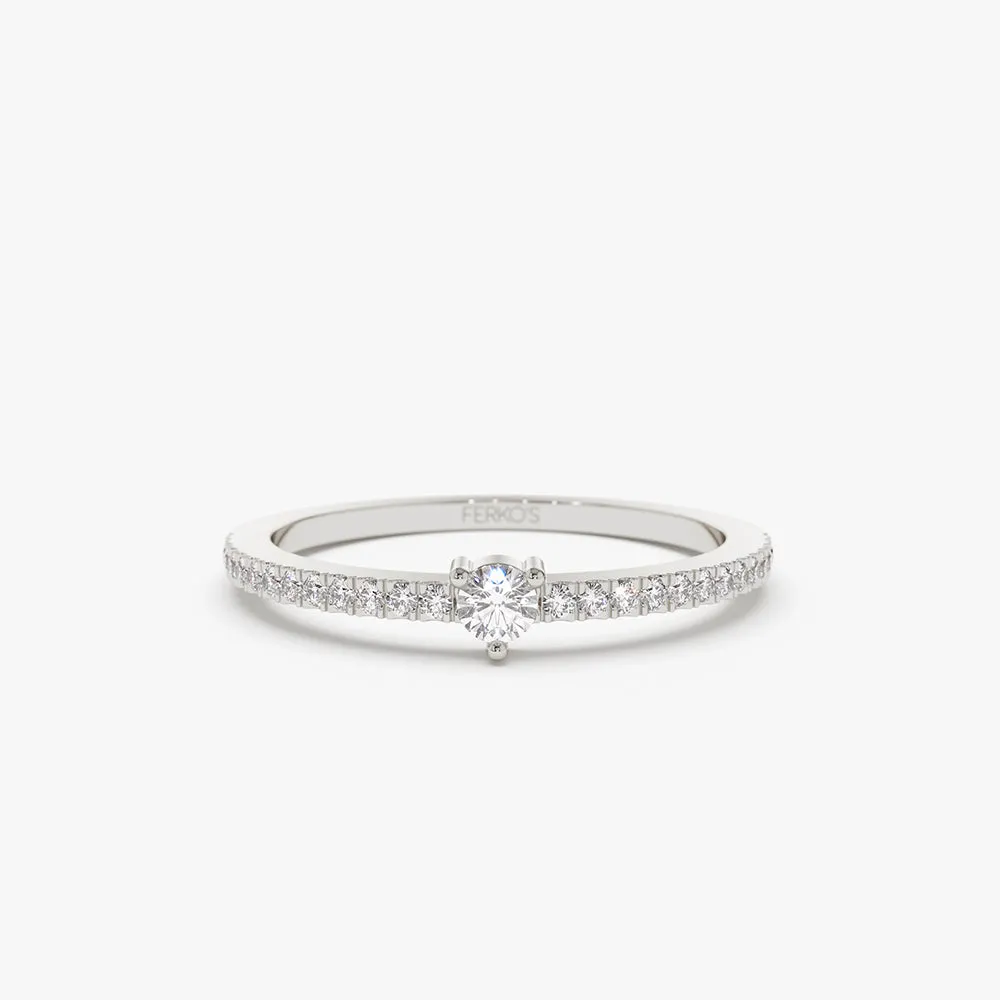 14k Minimalist Pave Diamond Stacking Ring