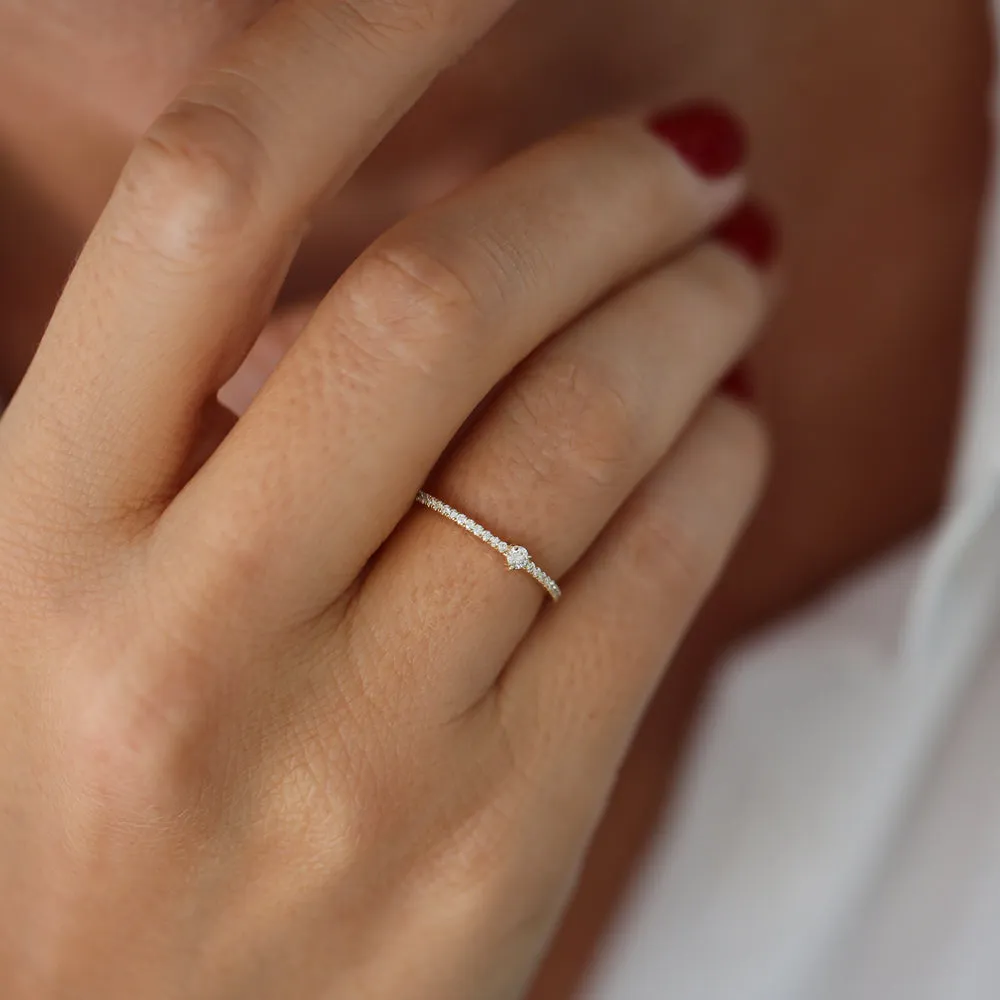 14k Minimalist Pave Diamond Stacking Ring