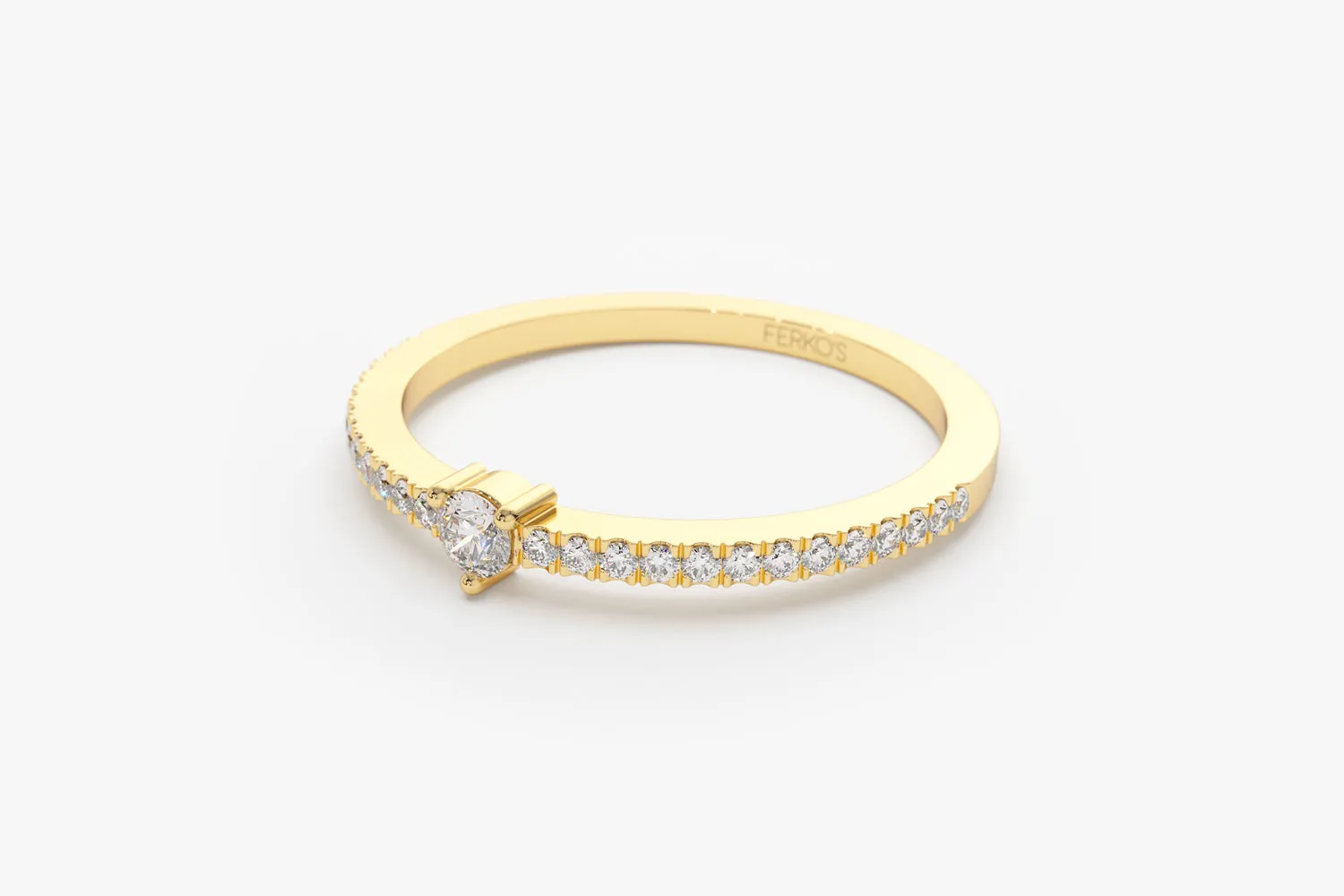 14k Minimalist Pave Diamond Stacking Ring