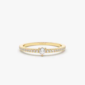 14k Minimalist Pave Diamond Stacking Ring