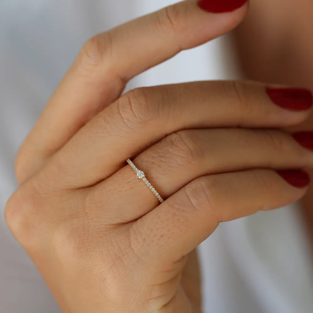 14k Minimalist Pave Diamond Stacking Ring