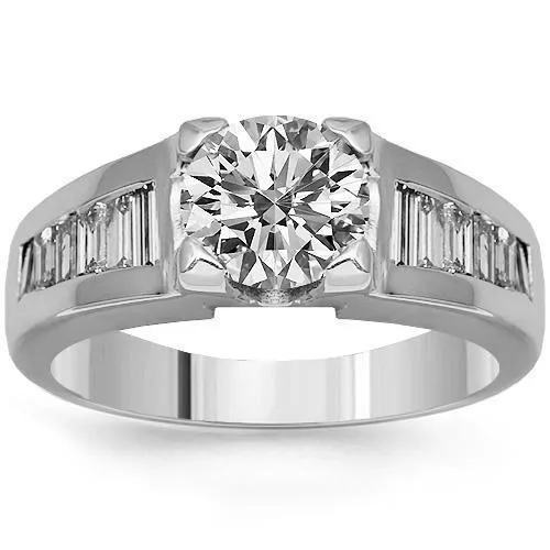 14K Solid White Gold Mens Diamond Ring 0.75 Ctw