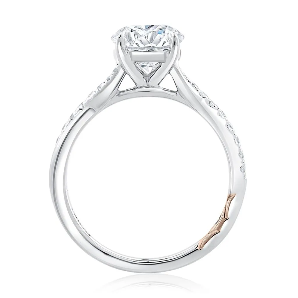 14K White And Rose Gold Twist Engagement Ring