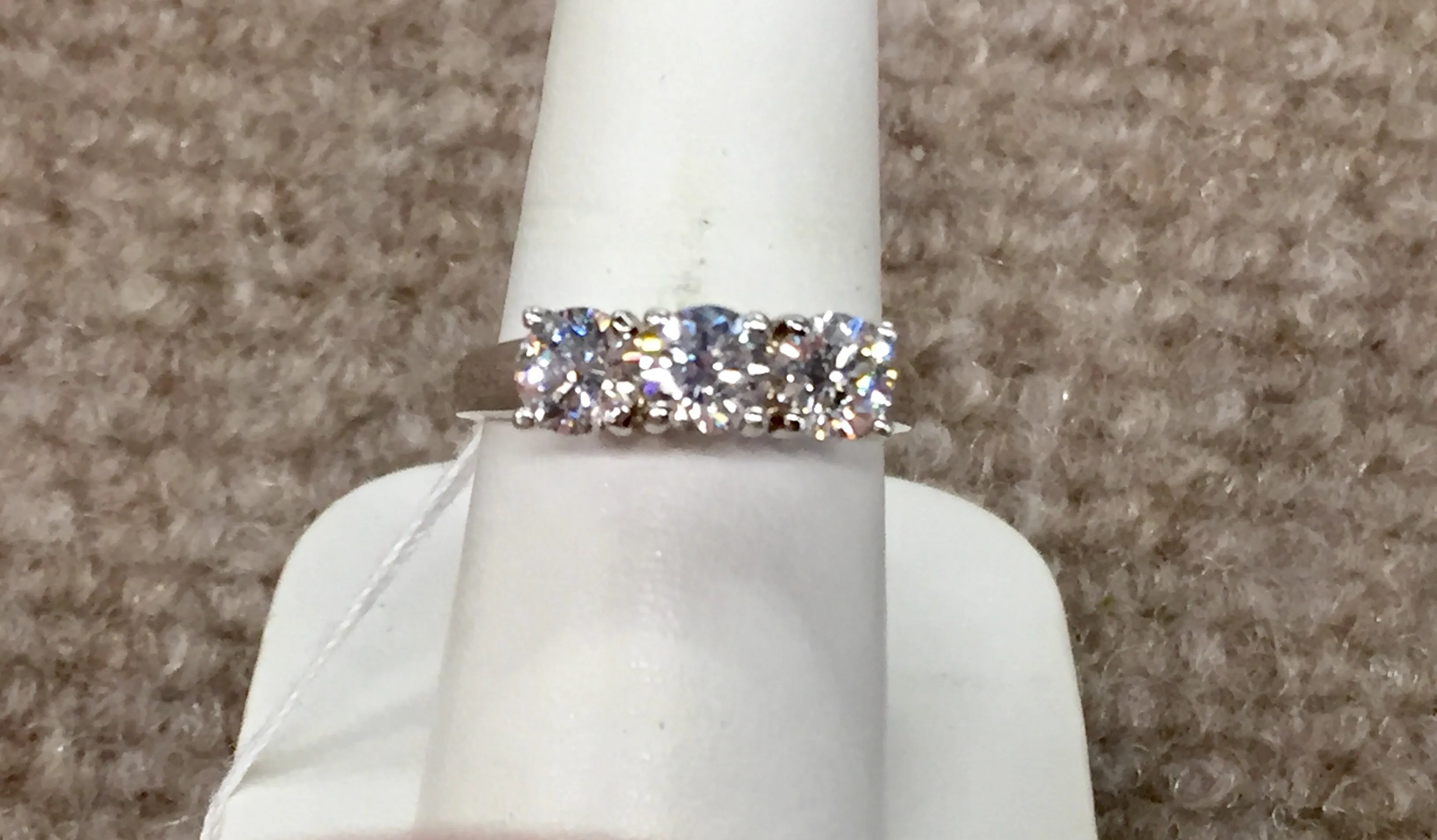 14K White Gold 1.50 Carat Three Diamond Engagement Ring