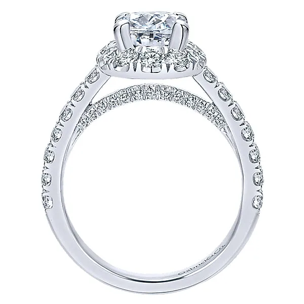 14k White Gold Contemporary Oval Diamond Halo Engagement Ring - ER12647O4W44JJ