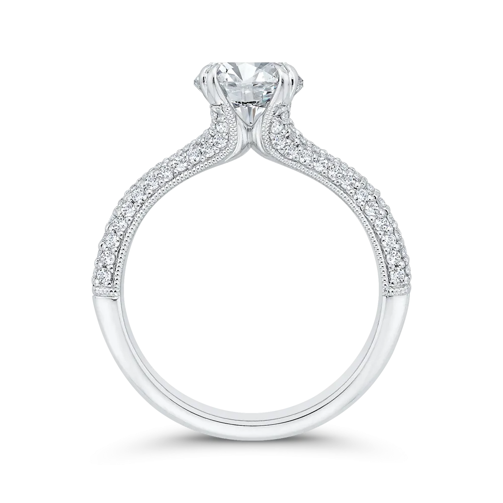 14K White Gold Diamond Engagement Ring (Semi-Mount)