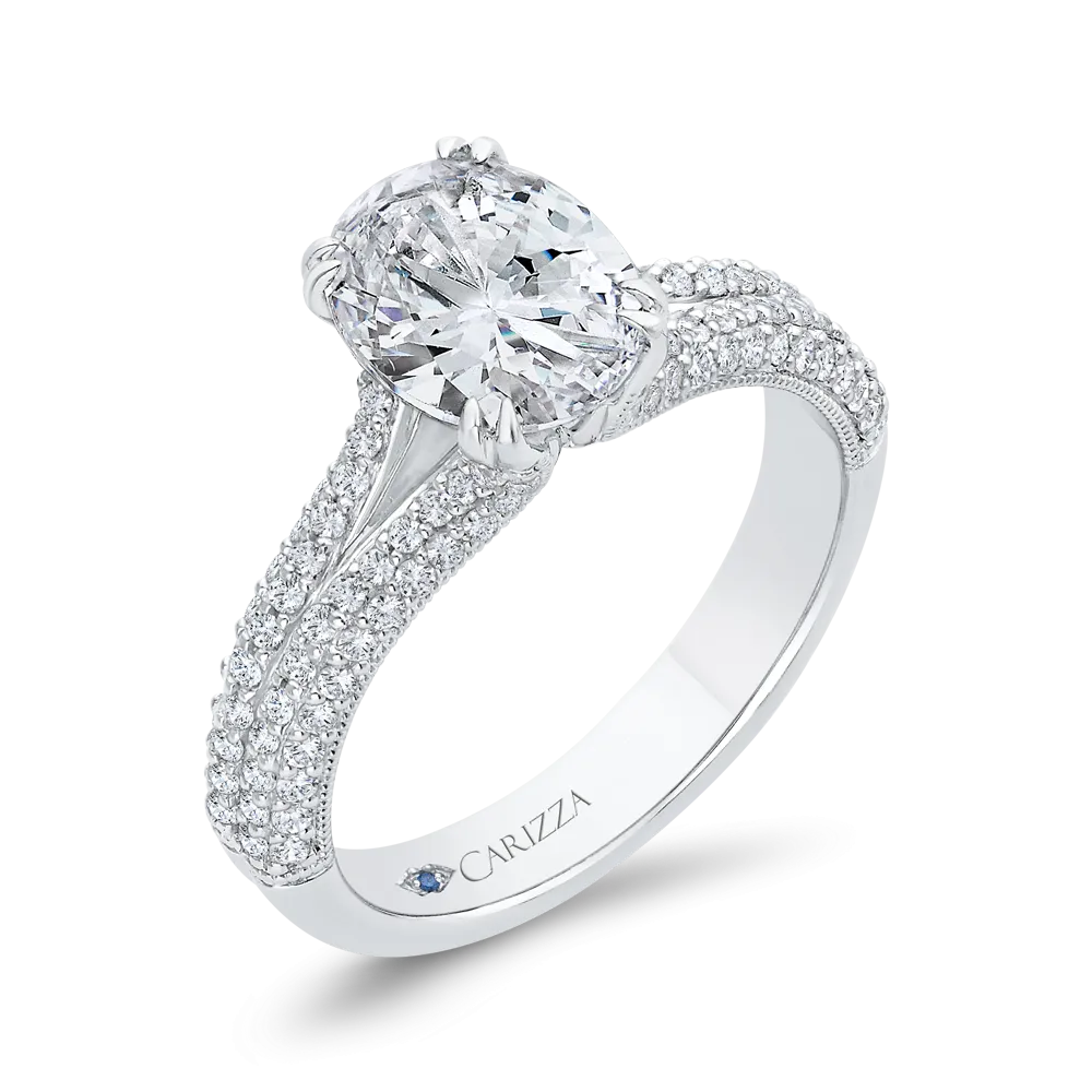 14K White Gold Diamond Engagement Ring (Semi-Mount)