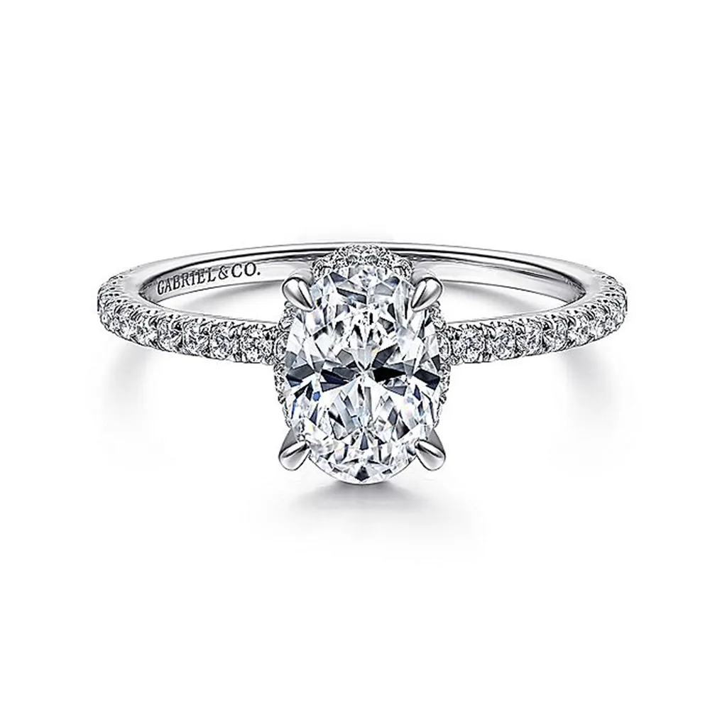 14K White Gold 'Hart' Hidden Halo Oval Diamond Engagement Ring