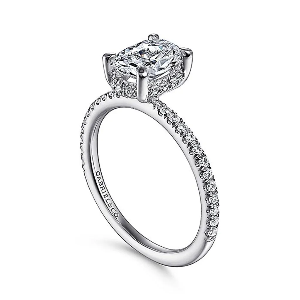 14K White Gold 'Hart' Hidden Halo Oval Diamond Engagement Ring